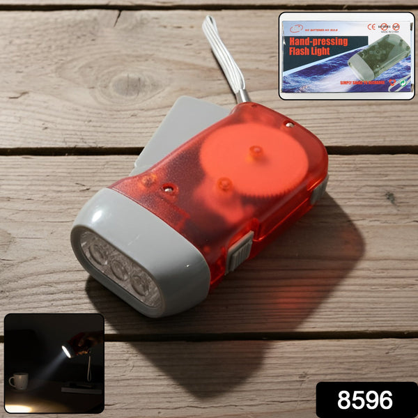 2-LED Hand Press Torch Battery-Free Hand Crank Flashlight