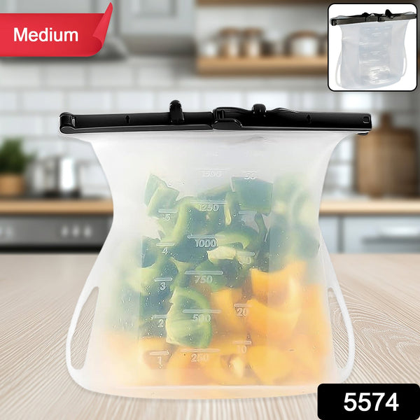 Silicone Food Bag  Leakproof, Flat Bottom, BPA-Free, Microwave & Dishwasher Safe