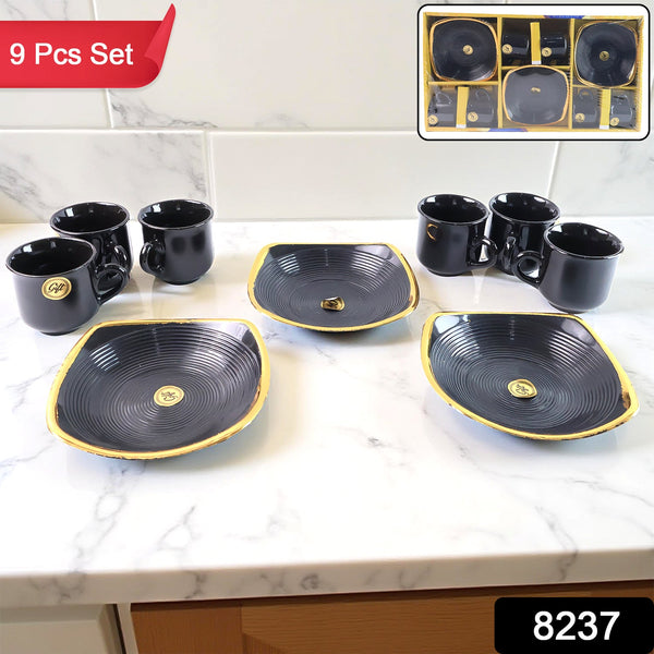 Sweet Buzz 9-Piece Seashell Ceramic Cup Set  Ideal for Home & Gifts