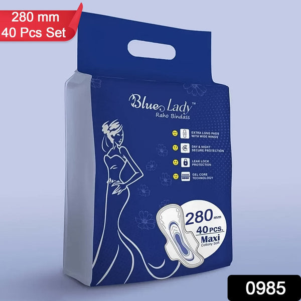 Beautiful Basics Blue Lady Long Pads With Wides Wings Sanitary Pads  280 mm, 40-Pack